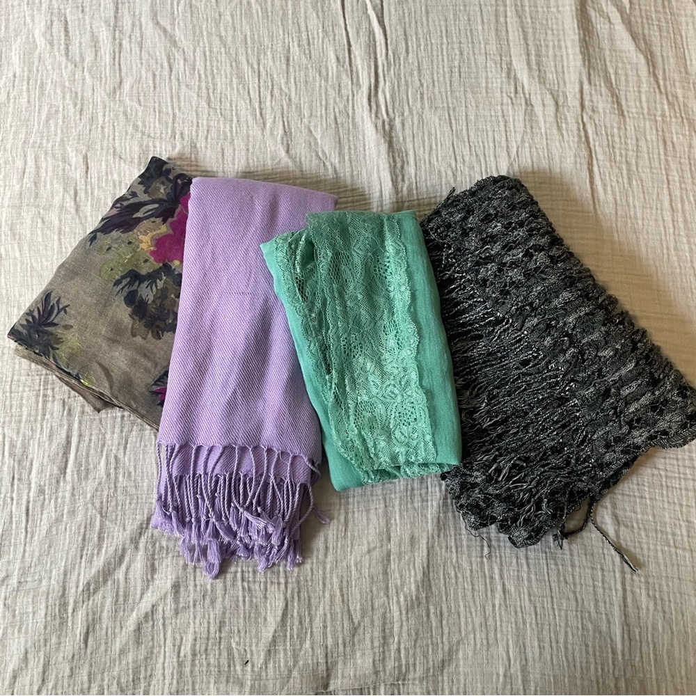 Set of Four Stylish Scarves in Various Colors